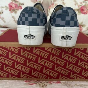 Vans  classic slip on marshmallow platform cute blue check size 8 women’s